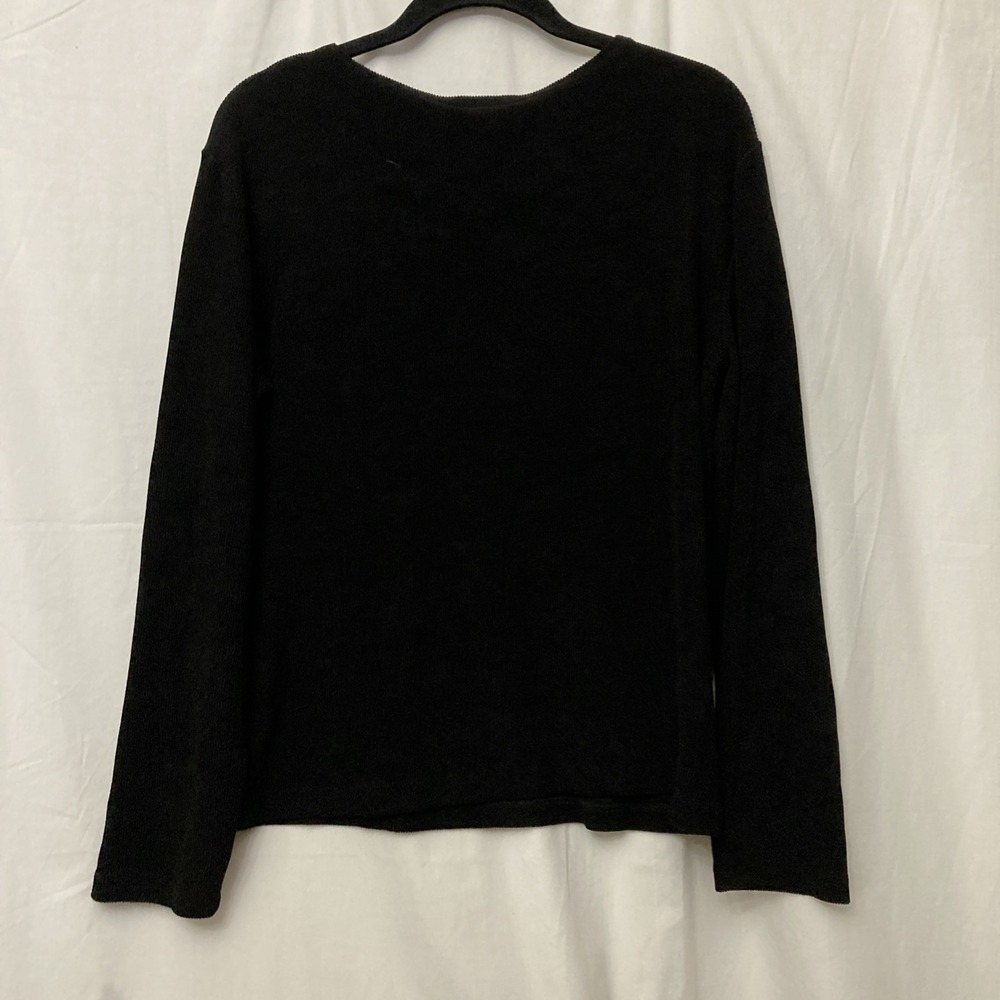 Private Edition by Chico's Black Ribbed Long Sleeve Stretchy Top‎ - SZ 2 (L/12) - Picture 4 of 11